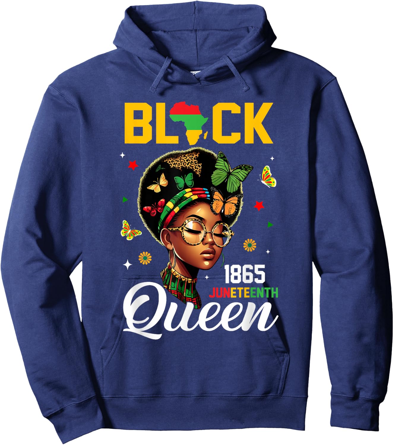 1865 Juneteenth Black Queen June 19th Hoodie - Hoodie | Navy