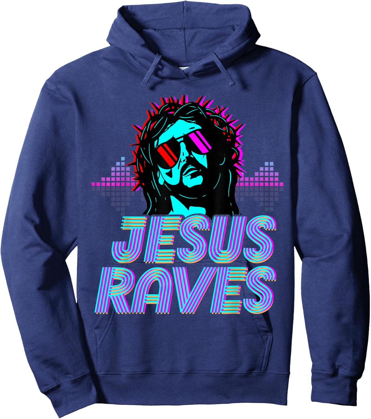 Jesus Raves House Music Techno Music Rave Party Hoodie - Hoodie | Navy
