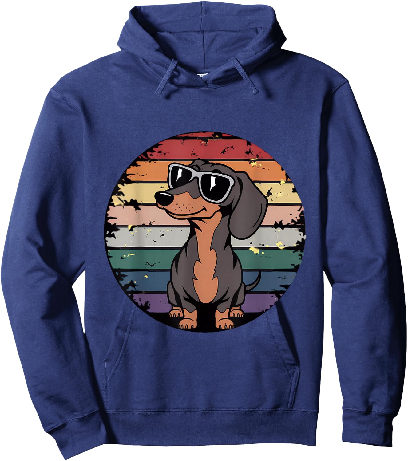 Retro Dachshund Sunset Hoodie - Hoodie | Navy
