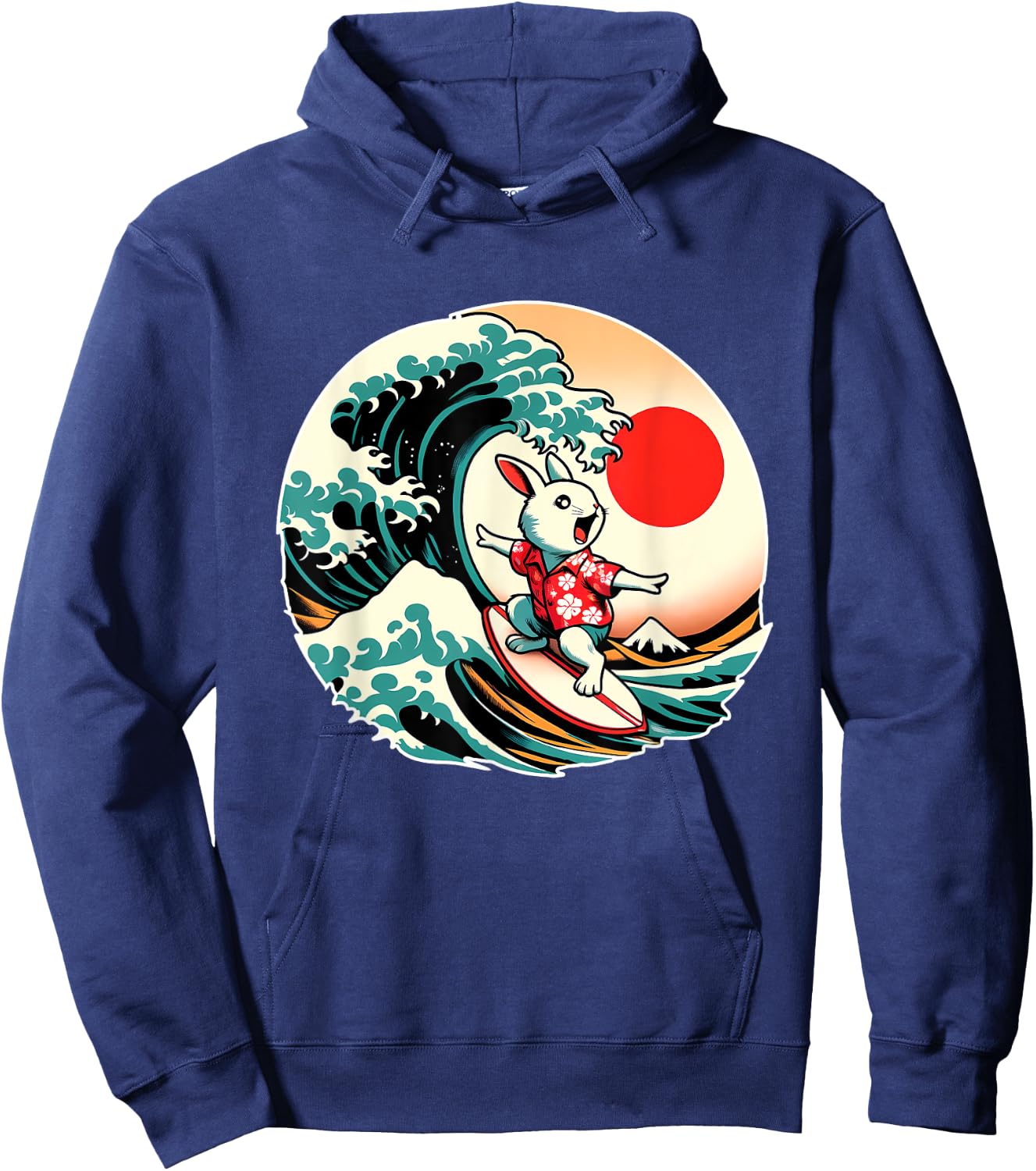 Great Wave Kanagawa Rabbit Surfing Hoodie - Hoodie | Navy