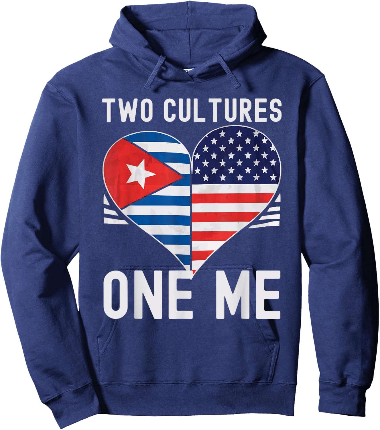Half Cuban Half American USA Flag Cuba America Hoodie - Hoodie | Navy
