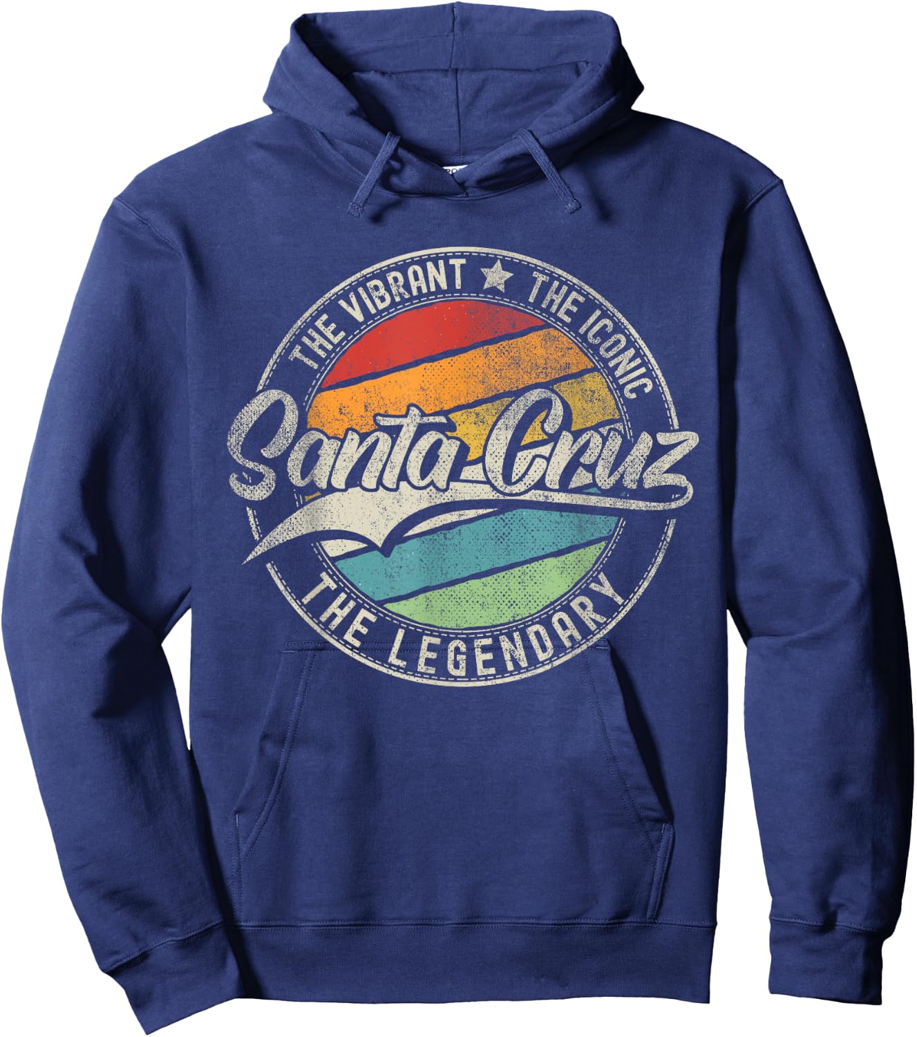 Santa Cruz CA | California | Vintage Distressed Hoodie - Hoodie | Navy