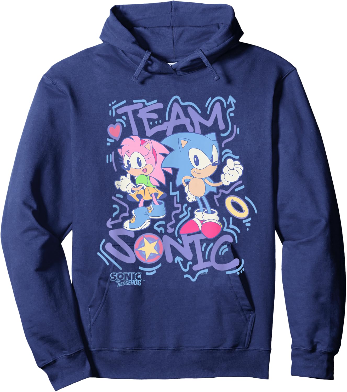 Sonic The Hedgehog Team Sonic Amy Rose Vintage Hoodie - Hoodie | Navy