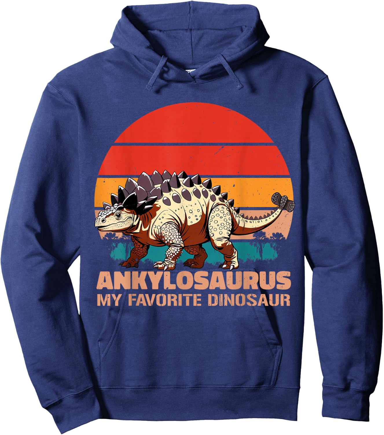 Ankylosaurus My Favorite Dinosaur Retro Sunset Hoodie - Hoodie | Navy