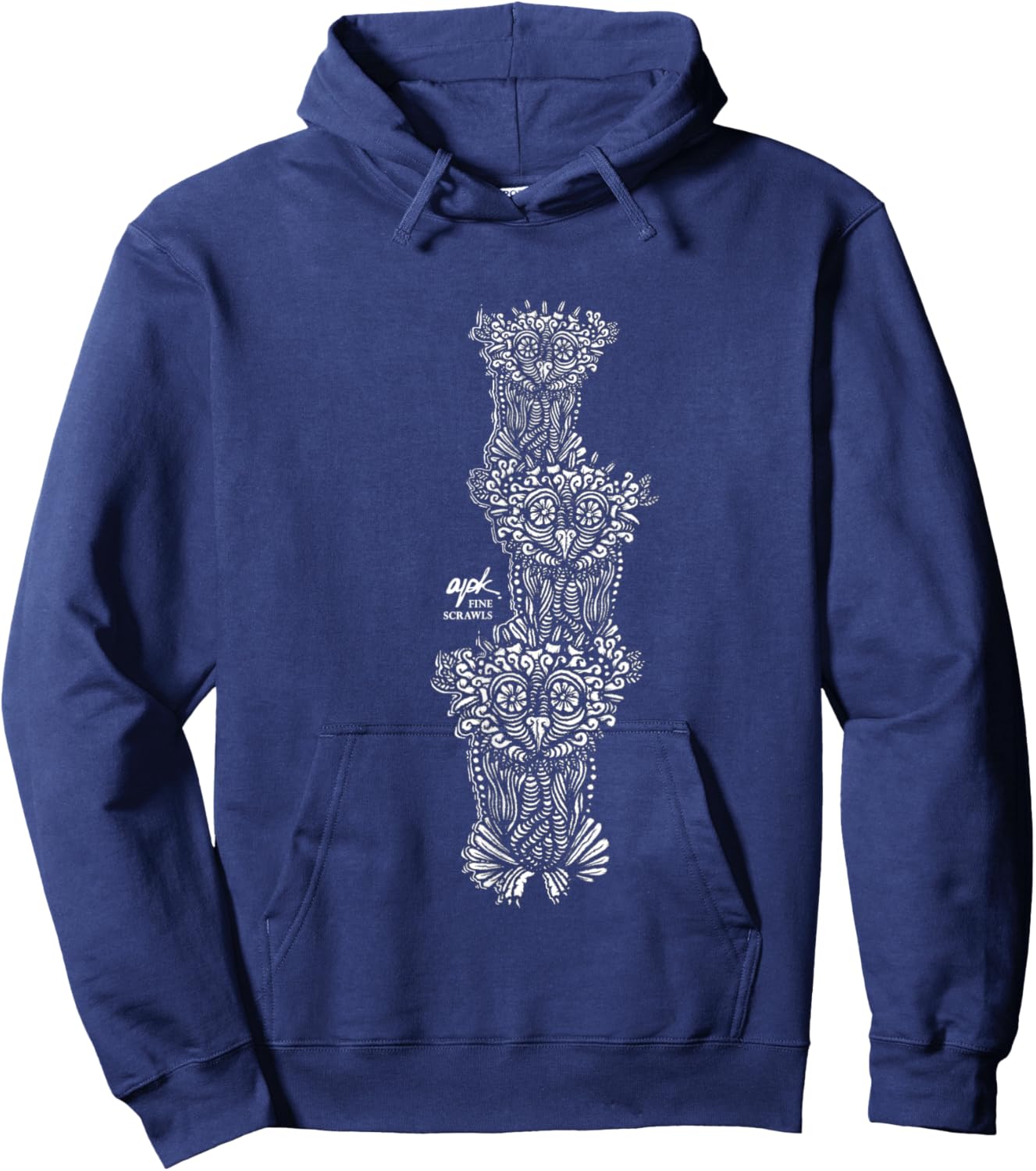 Owl Art Three Birds Drawing Hoodie - Hoodie | Navy