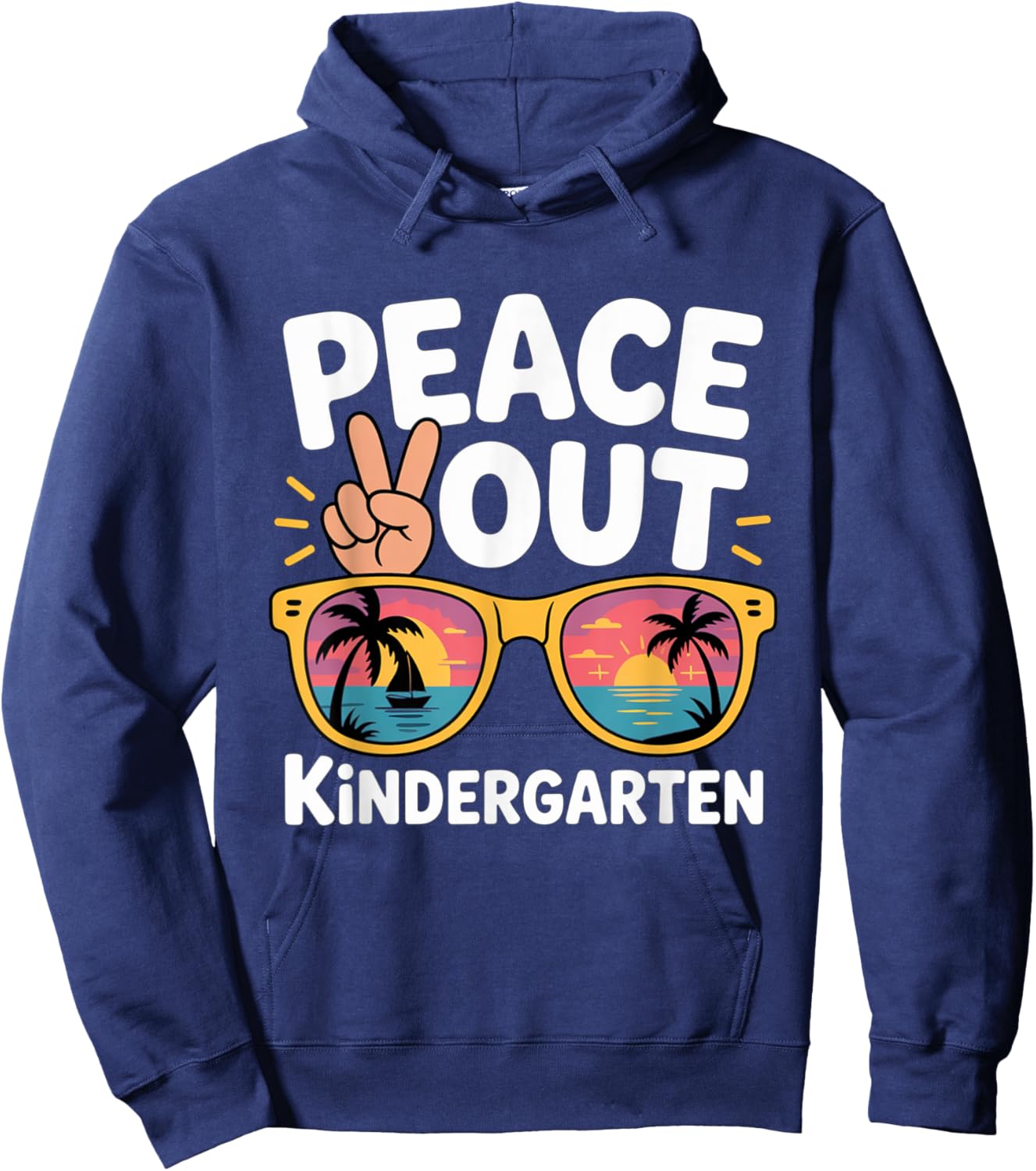 Peace I'm Out Kindergarten Funny Graduation Kid Hoodie - Hoodie | Navy