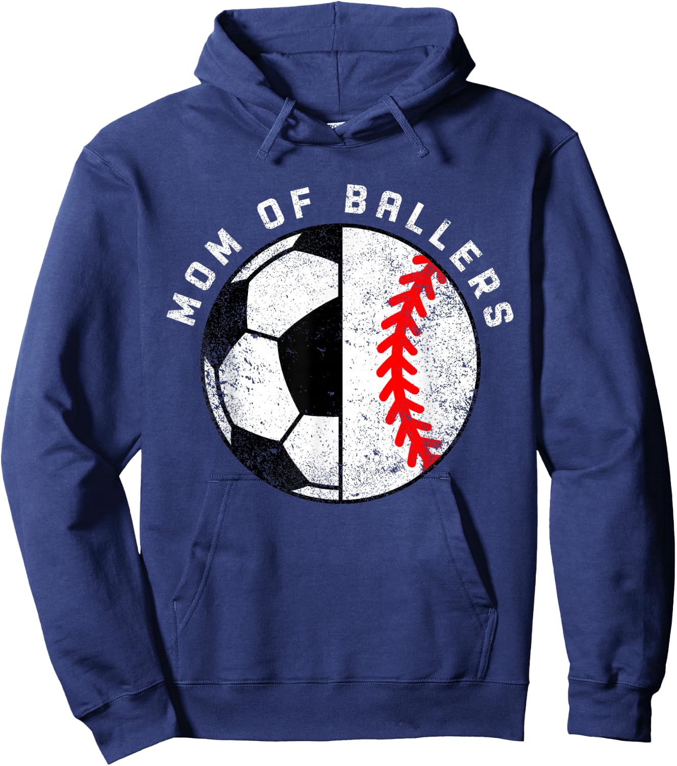 Mom Of Ballers Funny Soccer Baseball Mom Hoodie - Hoodie | Navy