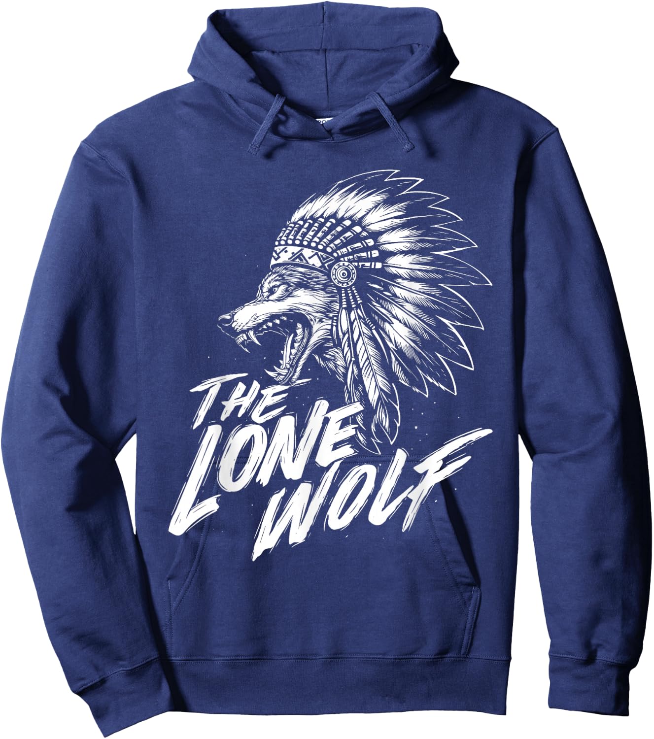 The Lone Wolf - Wolf Lover Outdoor Enthusiast Hoodie - Hoodie | Navy