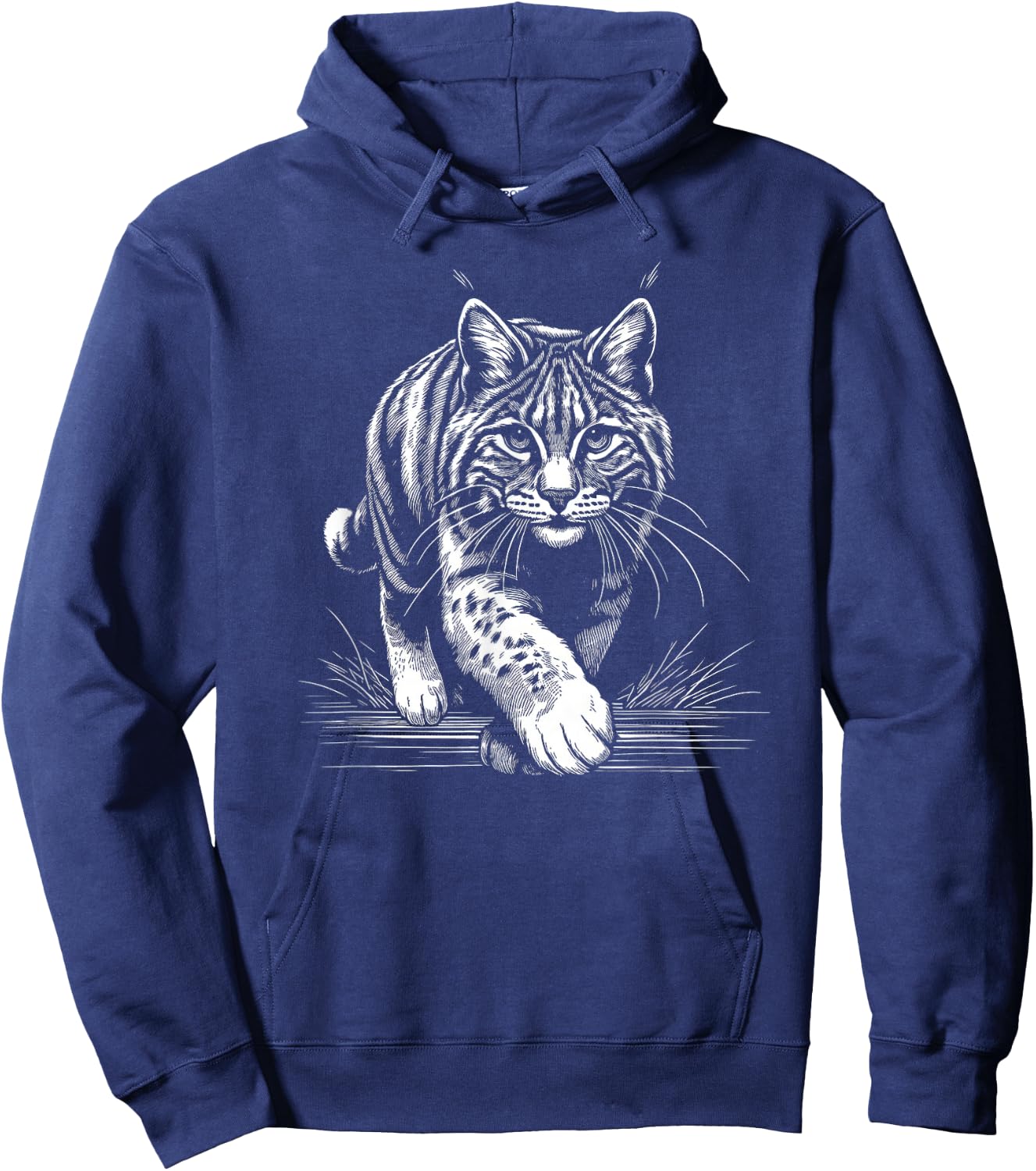 Running Bobcat Graphic Design and Men Hoodie - Hoodie | Navy