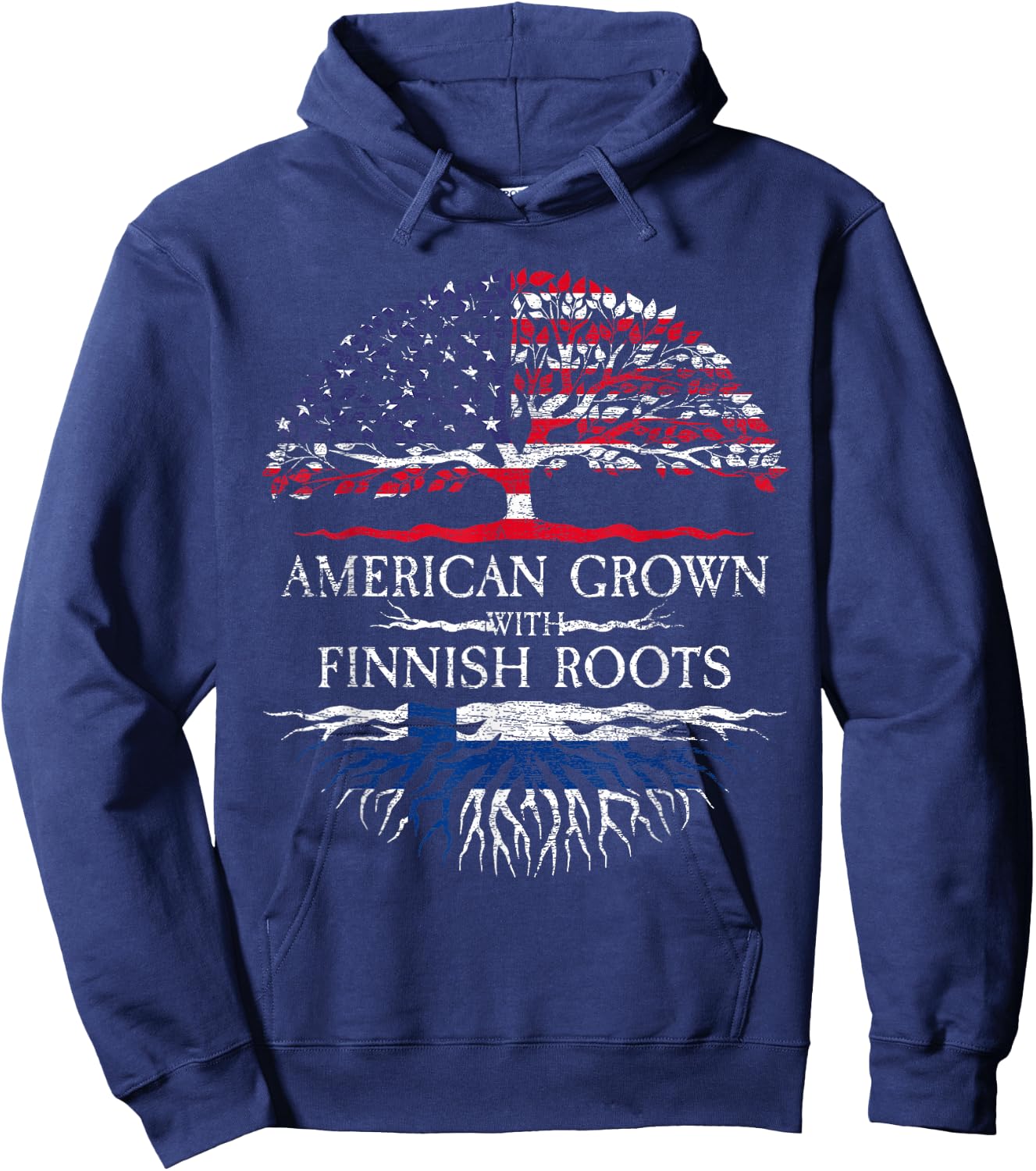 American Grown with Finnish Roots Finland Hoodie - Hoodie | Navy
