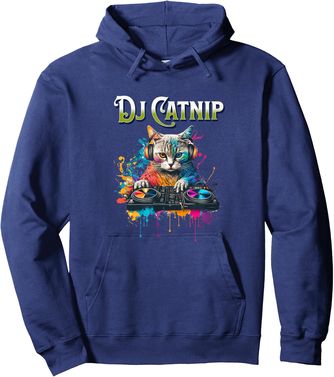 DJ Catnip - Funny Audio Wave House Music Hoodie - Hoodie | Navy