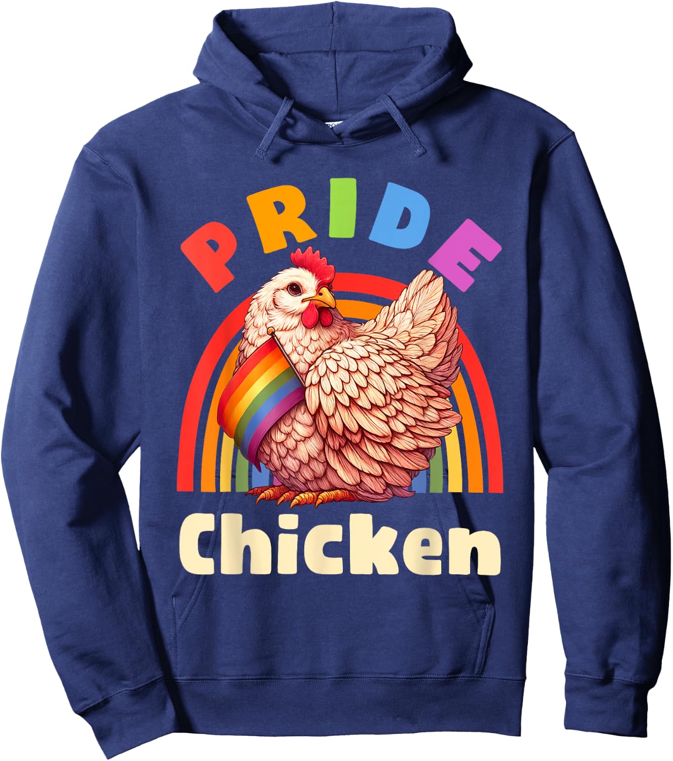 Pride Chicken Gay LBGTQ Rainbow Funny Men Women Hoodie - Hoodie | Navy
