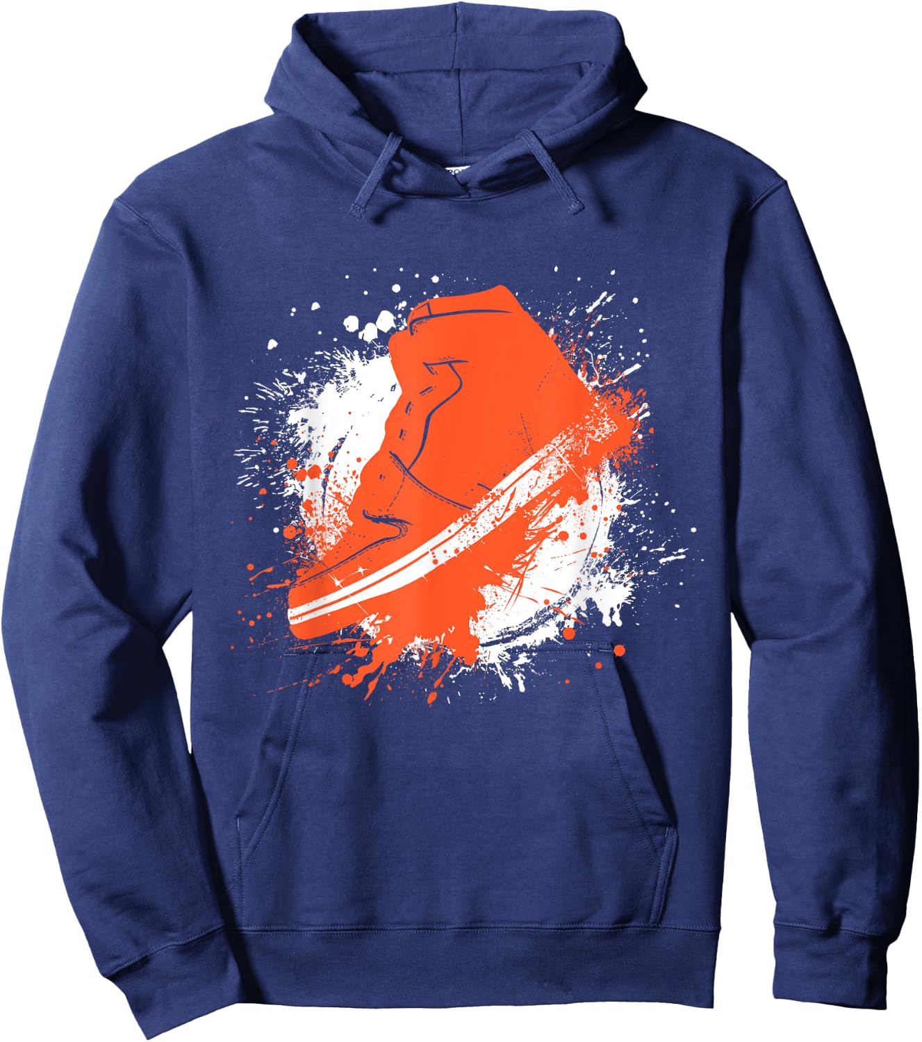 Army Green with Solar Orange Sneaker Graphic Hoodie - Hoodie | Navy