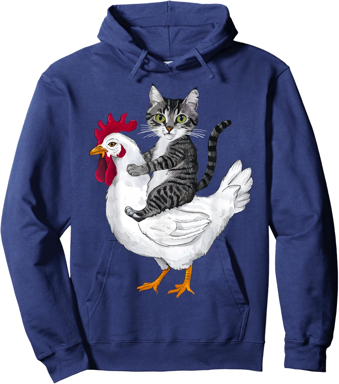 Funny Cat on a Chicken Lover Hoodie - Hoodie | Navy