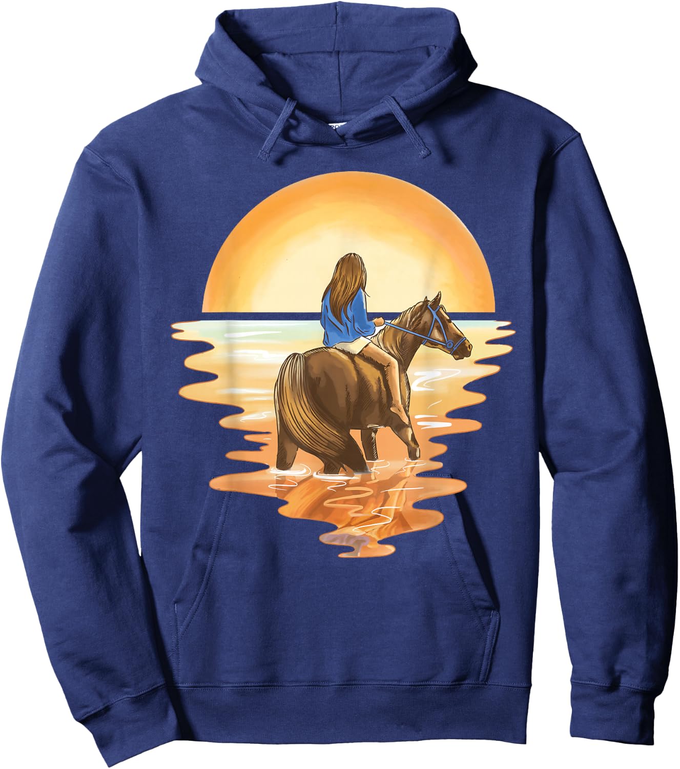 Girl rides in the sunset horse horses Hoodie - Hoodie | Navy