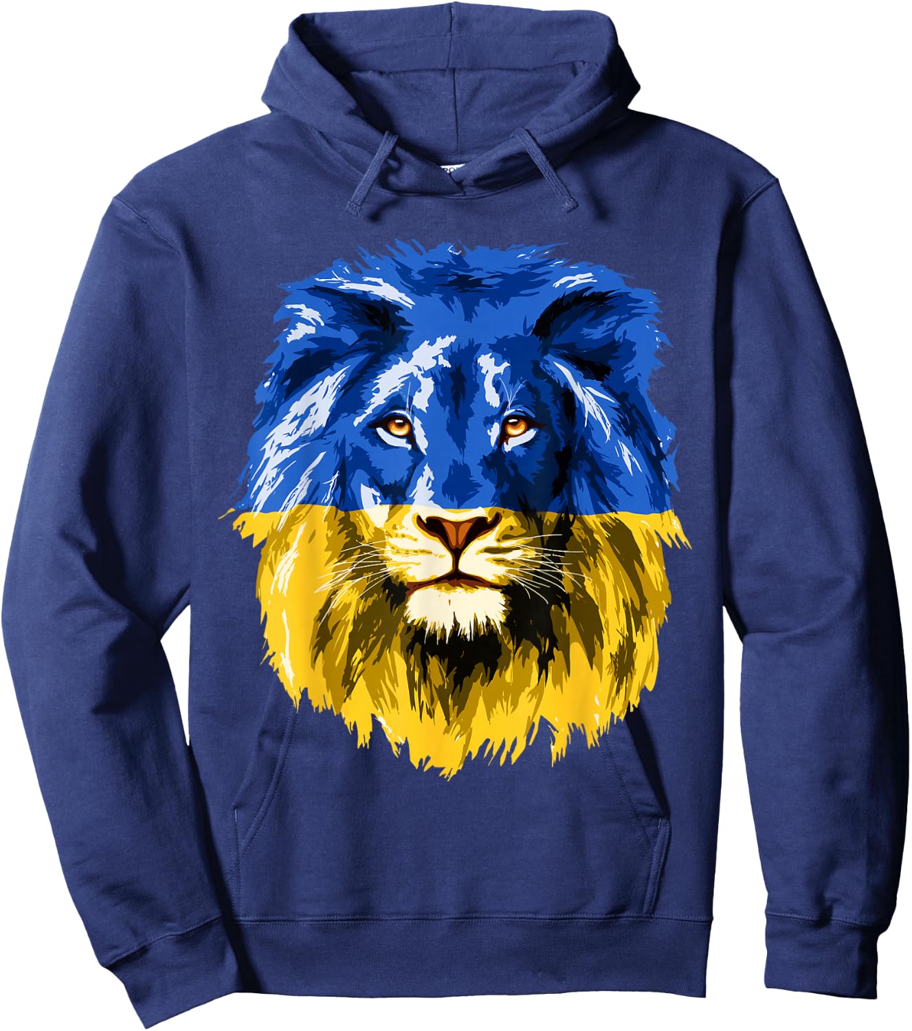 Yellow & Blue Flag Lion Face National Colors Hoodie - Hoodie | Navy