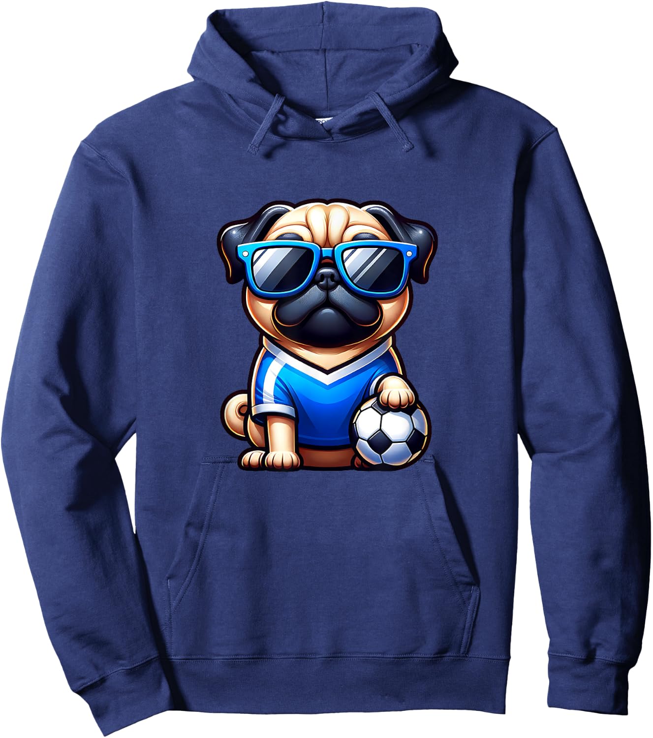 Pug Soccer Player Dog Champion Fan Women Kids Hoodie - Hoodie | Navy
