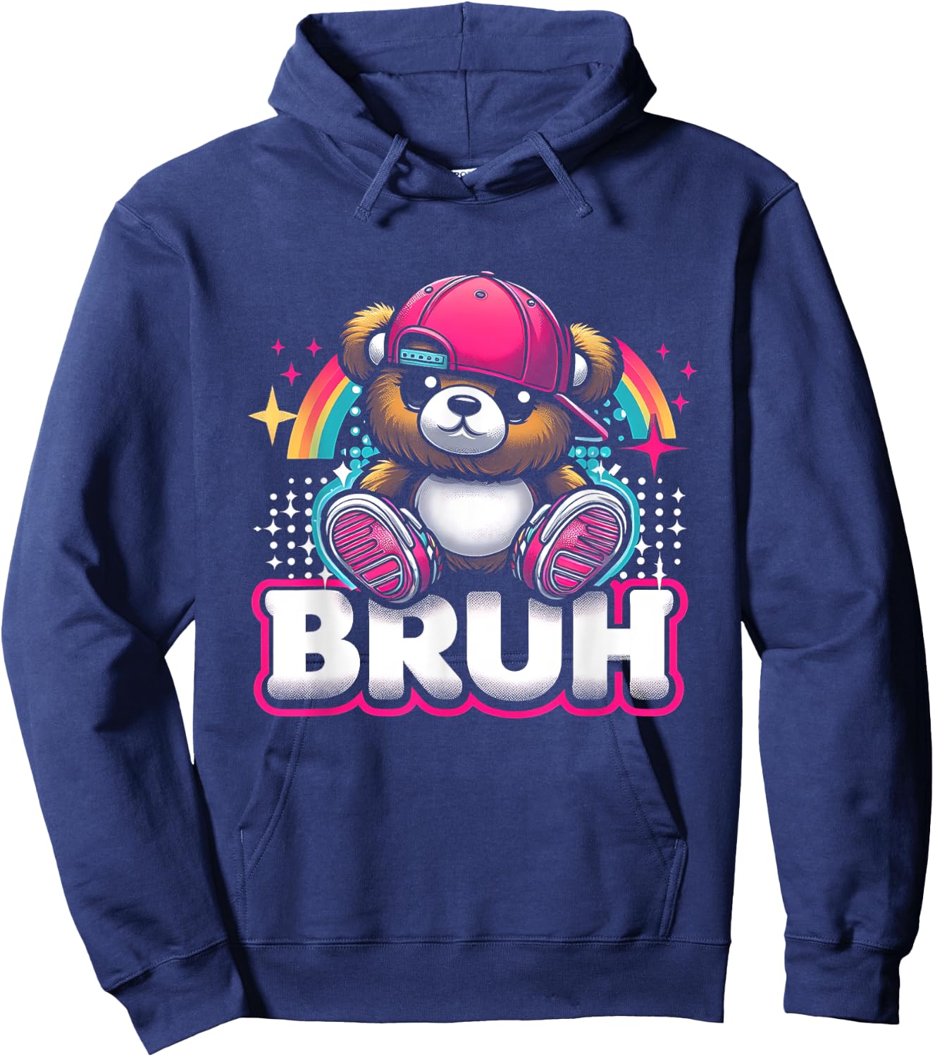Hip Hop Teddy Bear Bruh Meme Saying Teen Humor Hoodie - Hoodie | Navy