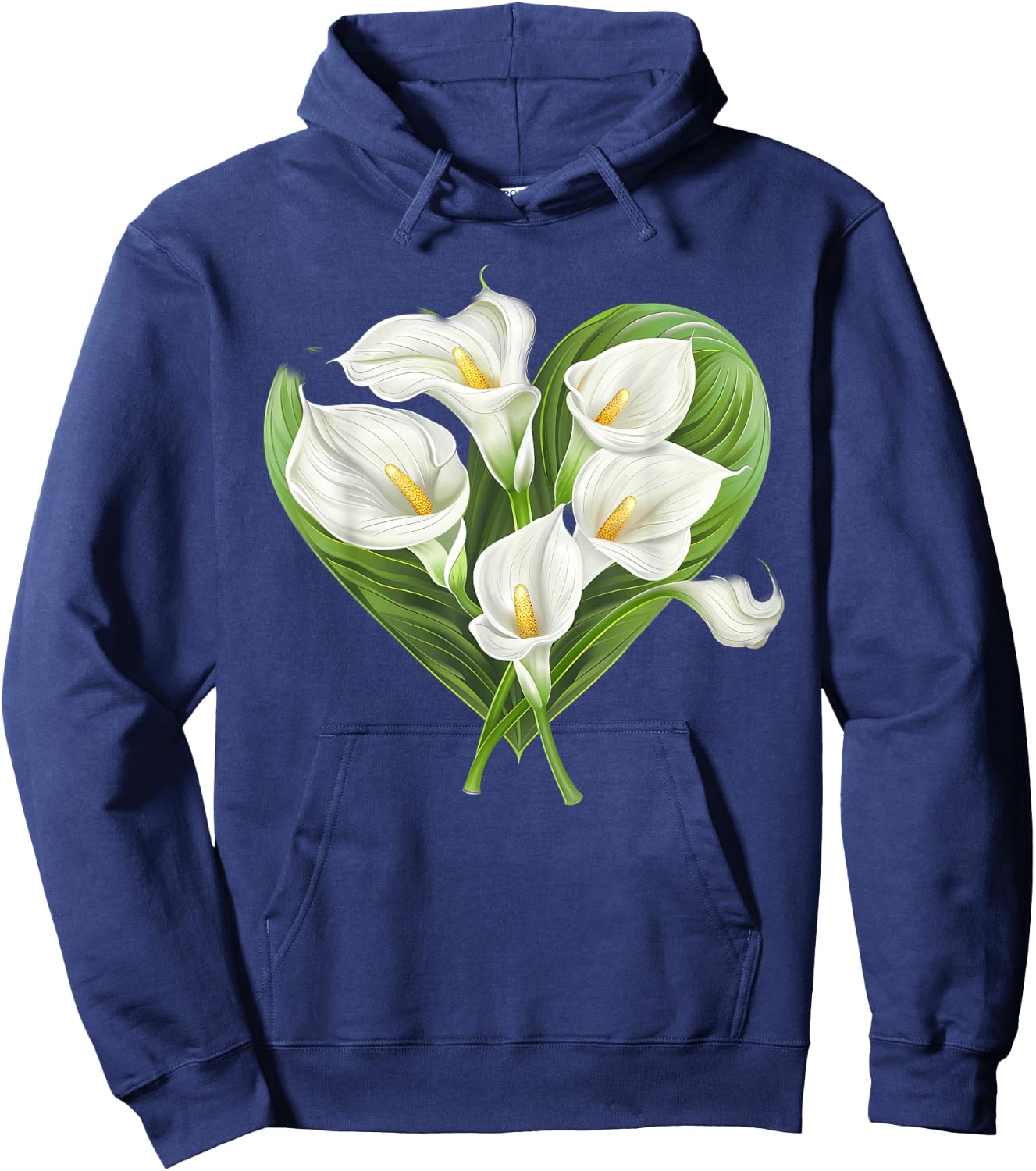 Calla Lilies In A Heart Hoodie - Hoodie | Navy