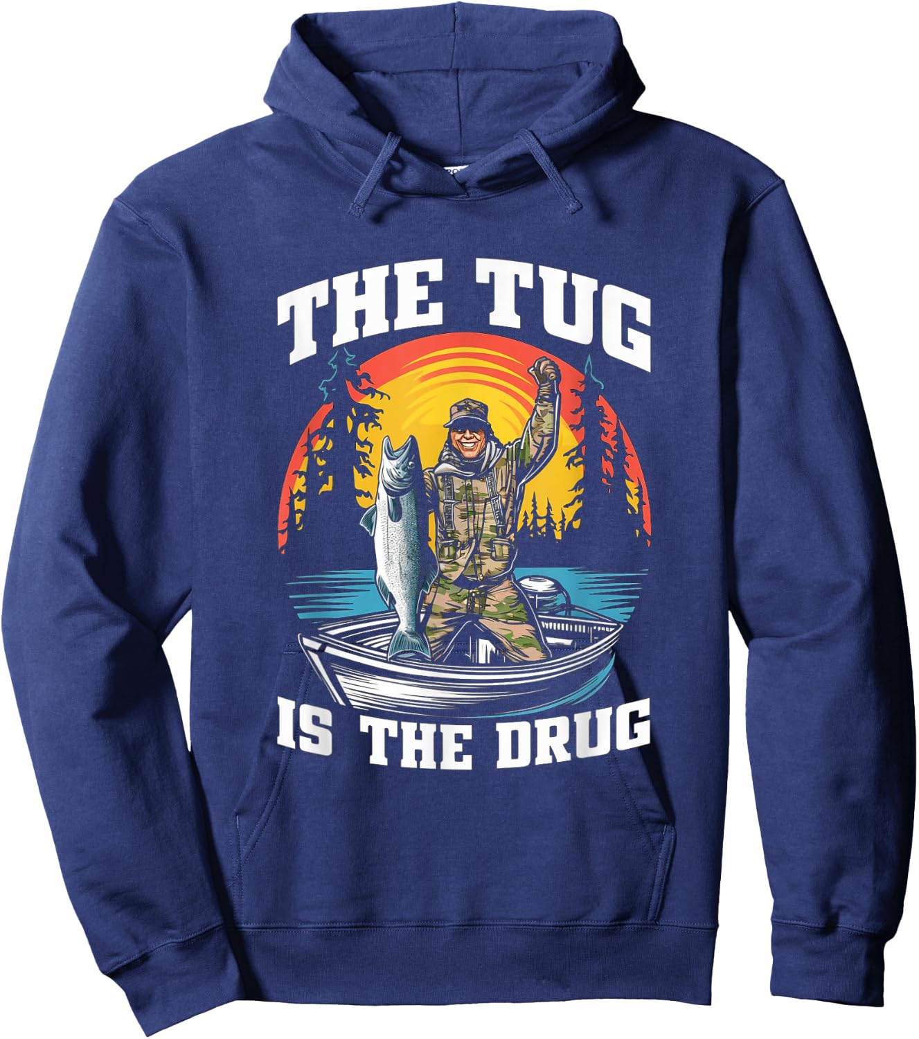 The Tug is My Drug Funny Fishing for Anglers Hoodie - Hoodie | Navy