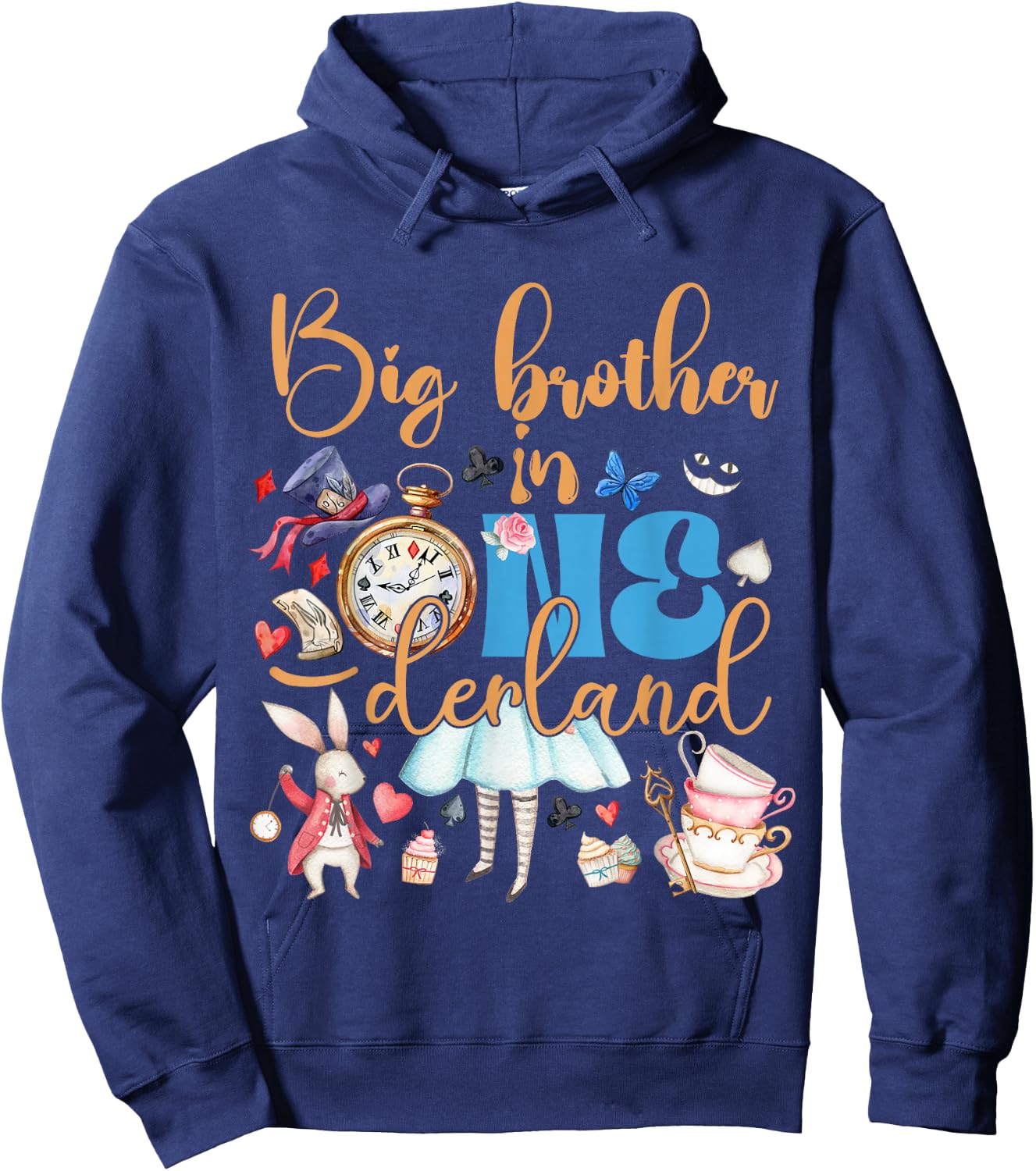 Alice Big Brother in ONEderland Birthday Family Hoodie - Hoodie | Navy