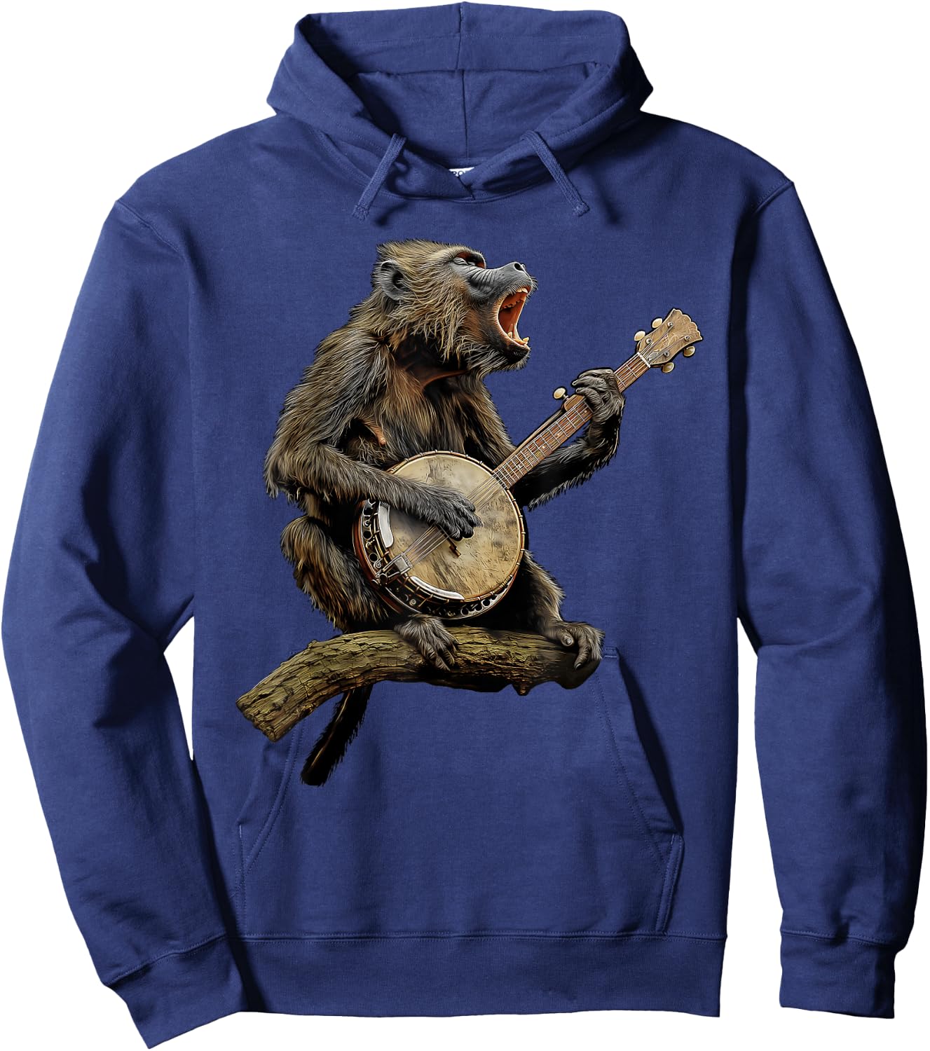 Baboon Monkey Bluegrass Banjo Player Hoodie - Hoodie | Navy