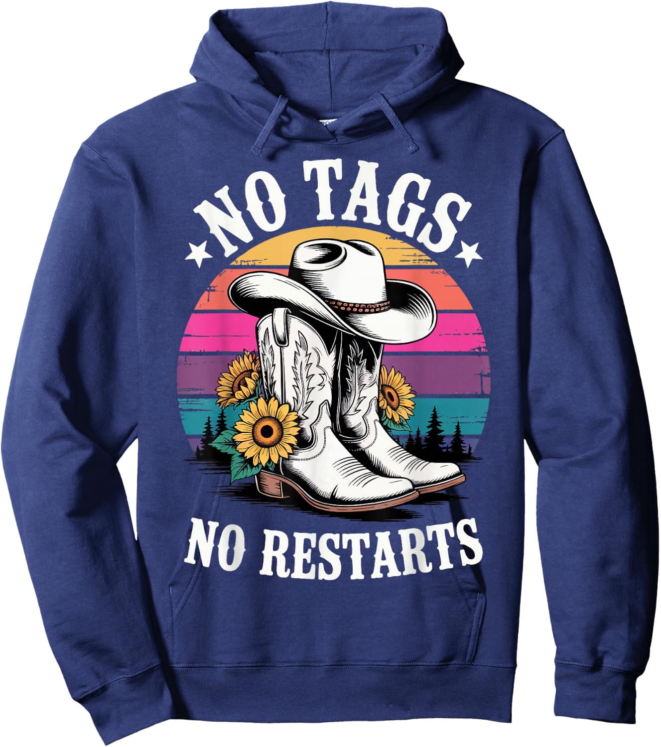 No Tags No Restarts Western Country Dancer Hoodie - Hoodie | Navy