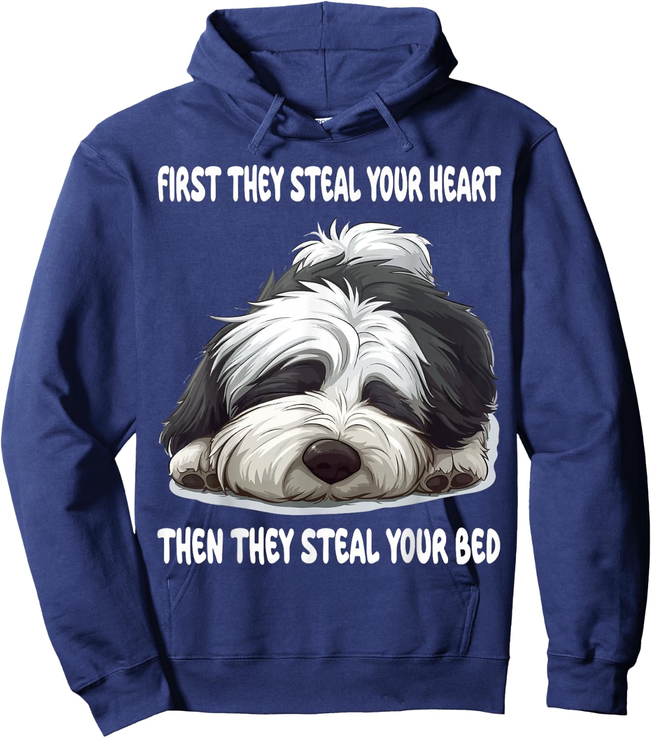 Old English Sheepdog Sleeping Pajamas Nightgown Hoodie - Hoodie | Navy