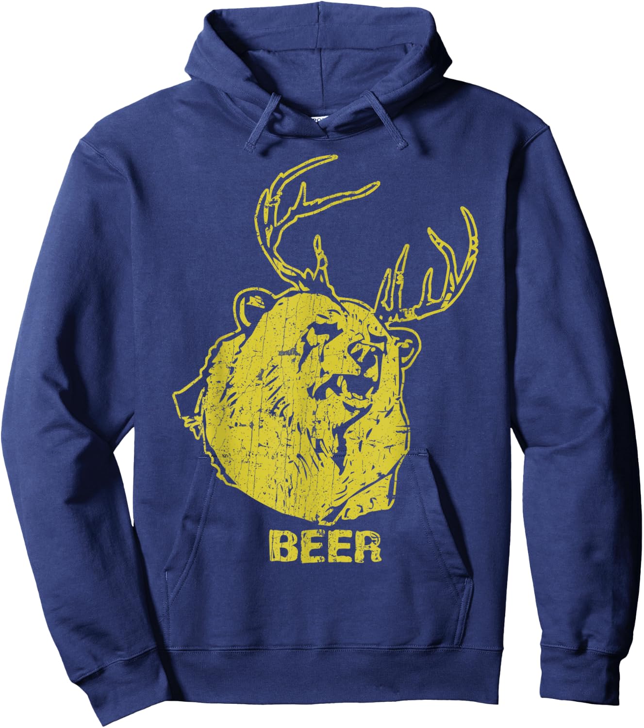 Bear Deer Beer Vintage Horn Bear Hunting Hoodie - Hoodie | Navy