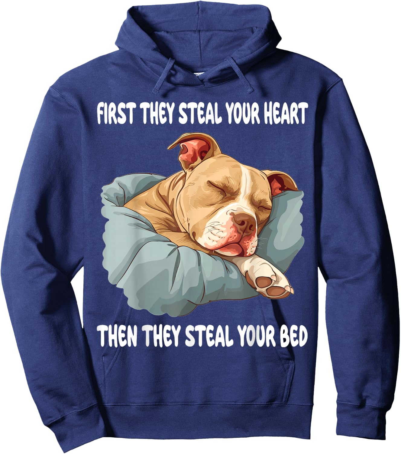 Pitbull Sleeping Pajamas Nightgown Hoodie - Hoodie | Navy