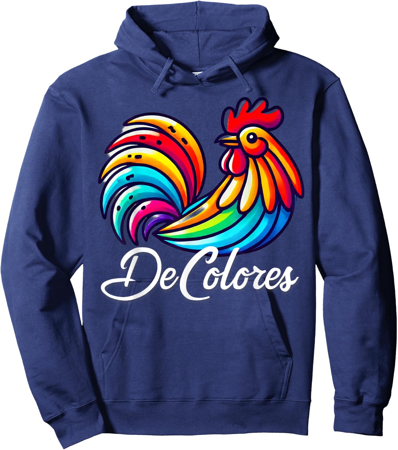 DeColores Cursillo Rainbow Rooster Catholic Hoodie - Hoodie | Navy