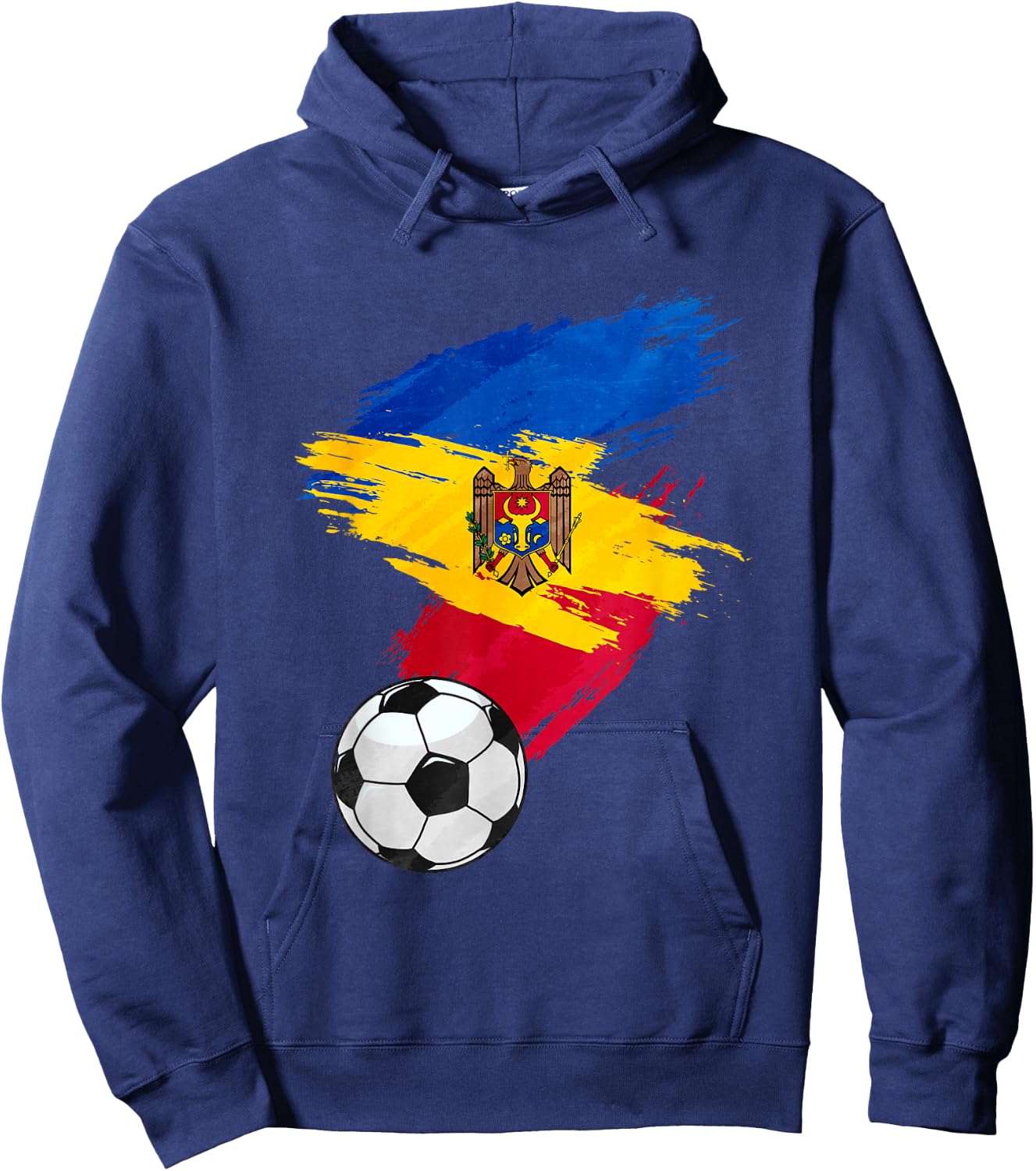 Moldova Soccer Football Flag Hoodie - Hoodie | Navy
