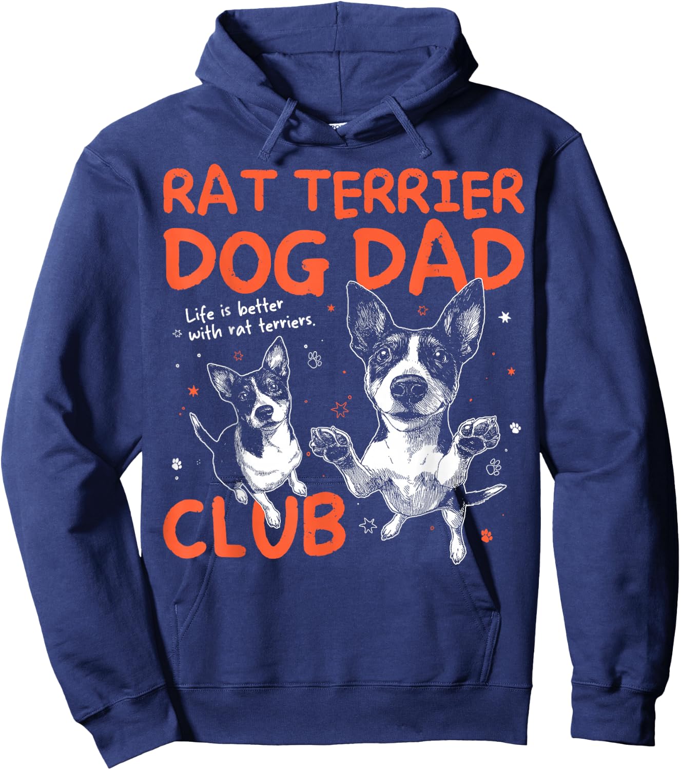 Rat Terrier Dog Dad Club Men Father's Day Hoodie - Hoodie | Navy