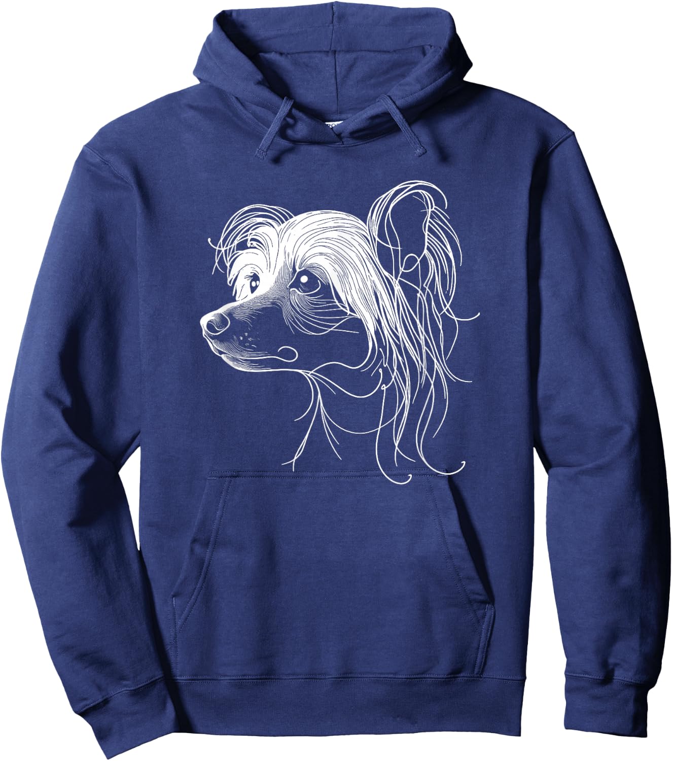Line Art Chinese Crested Dog Crestie Hoodie - Hoodie | Navy