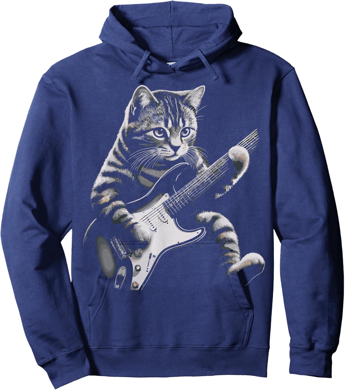 Cat Rock Guitar Funny Cat playing Guitar Hoodie - Hoodie | Navy