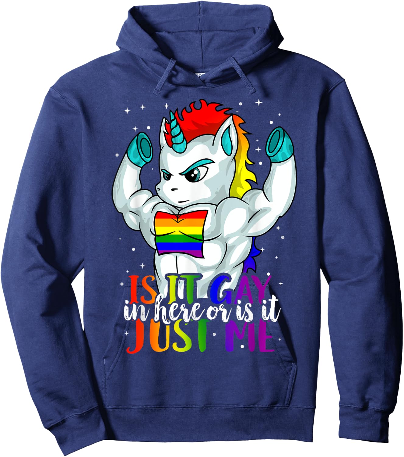 Gay as Fuck Pride Week Unicorn Lesbian Gay Hoodie - Hoodie | Navy