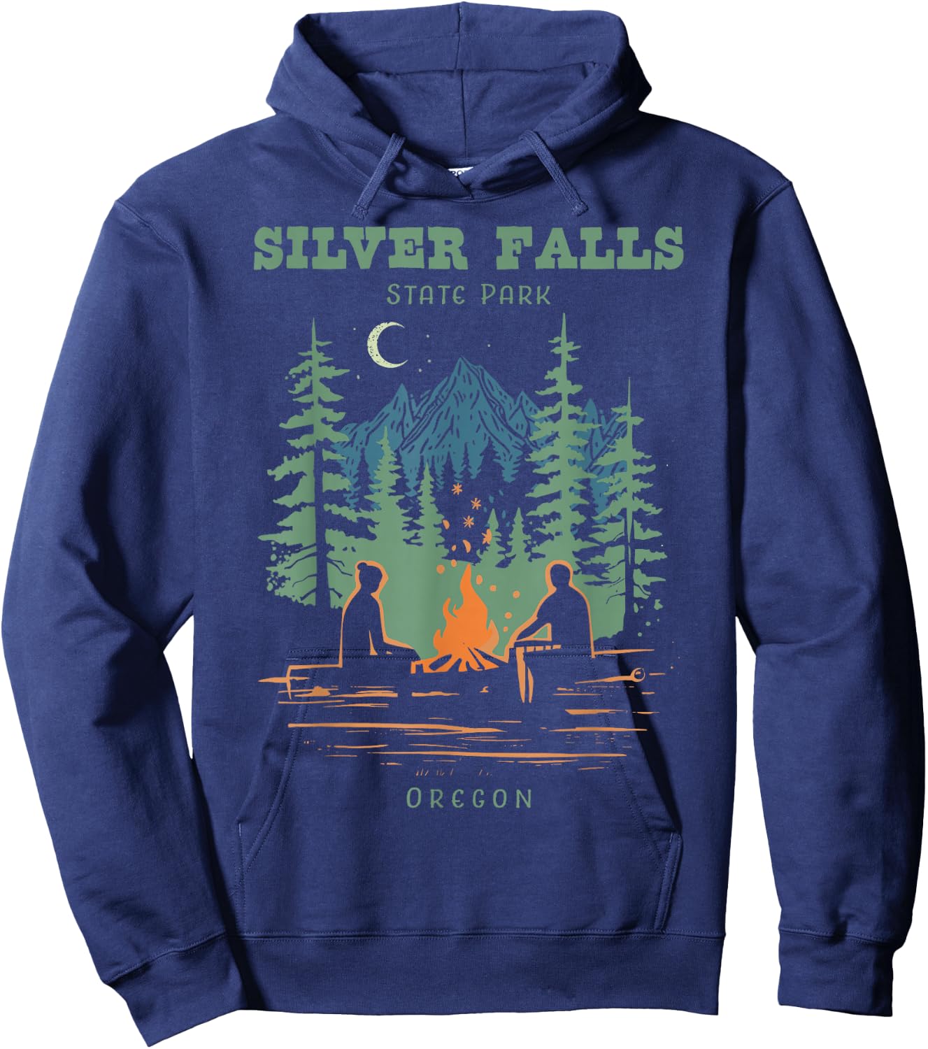 Silver Falls State Park Oregon Retro Vintage Hoodie - Hoodie | Navy