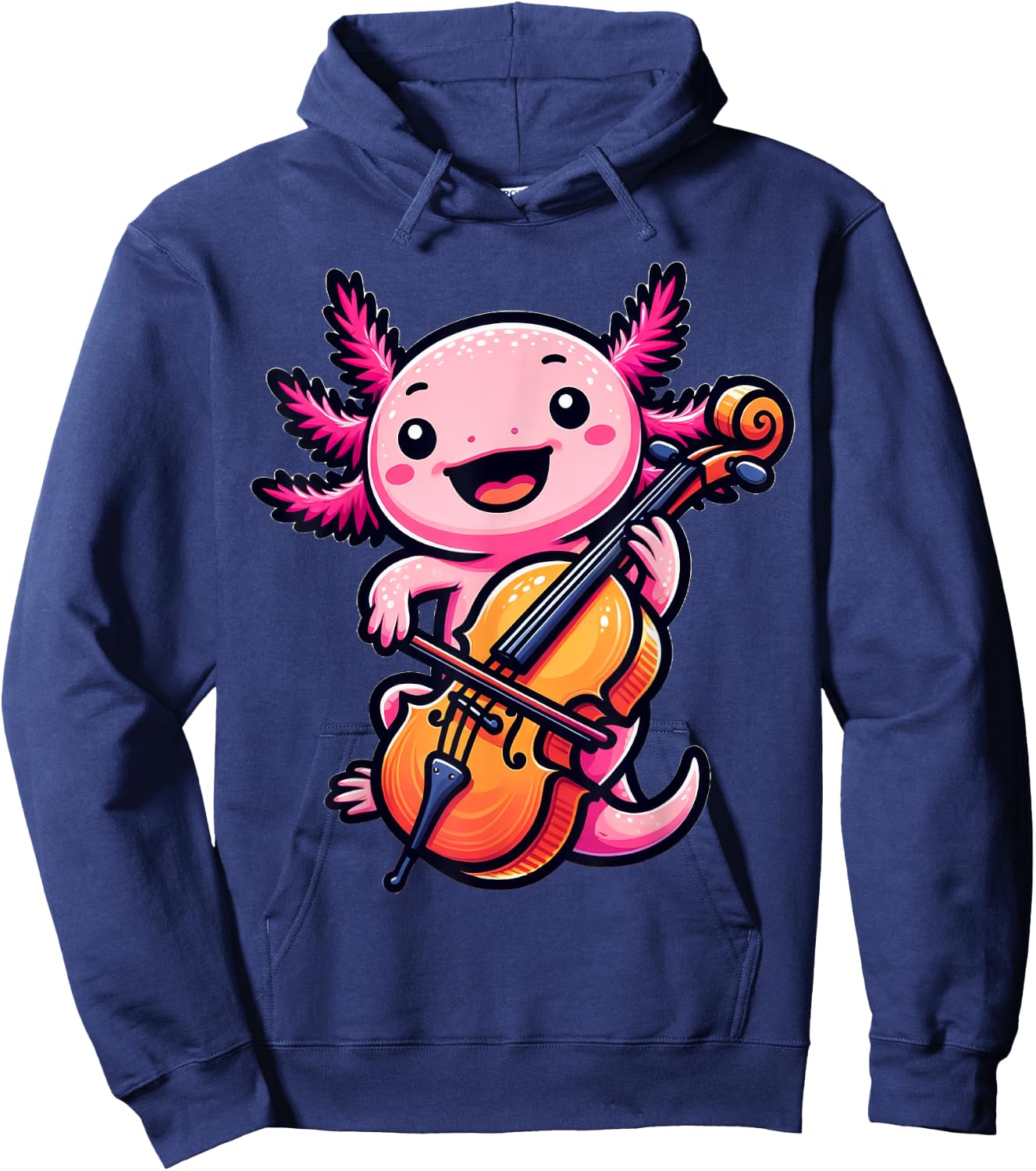 Axolotl Playing Cello Axolotls Musician Music Hoodie - Hoodie | Navy