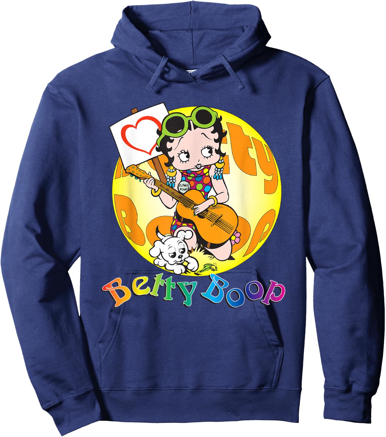 Betty Boop Groovy Guitar 70s Hoodie - Hoodie | Navy