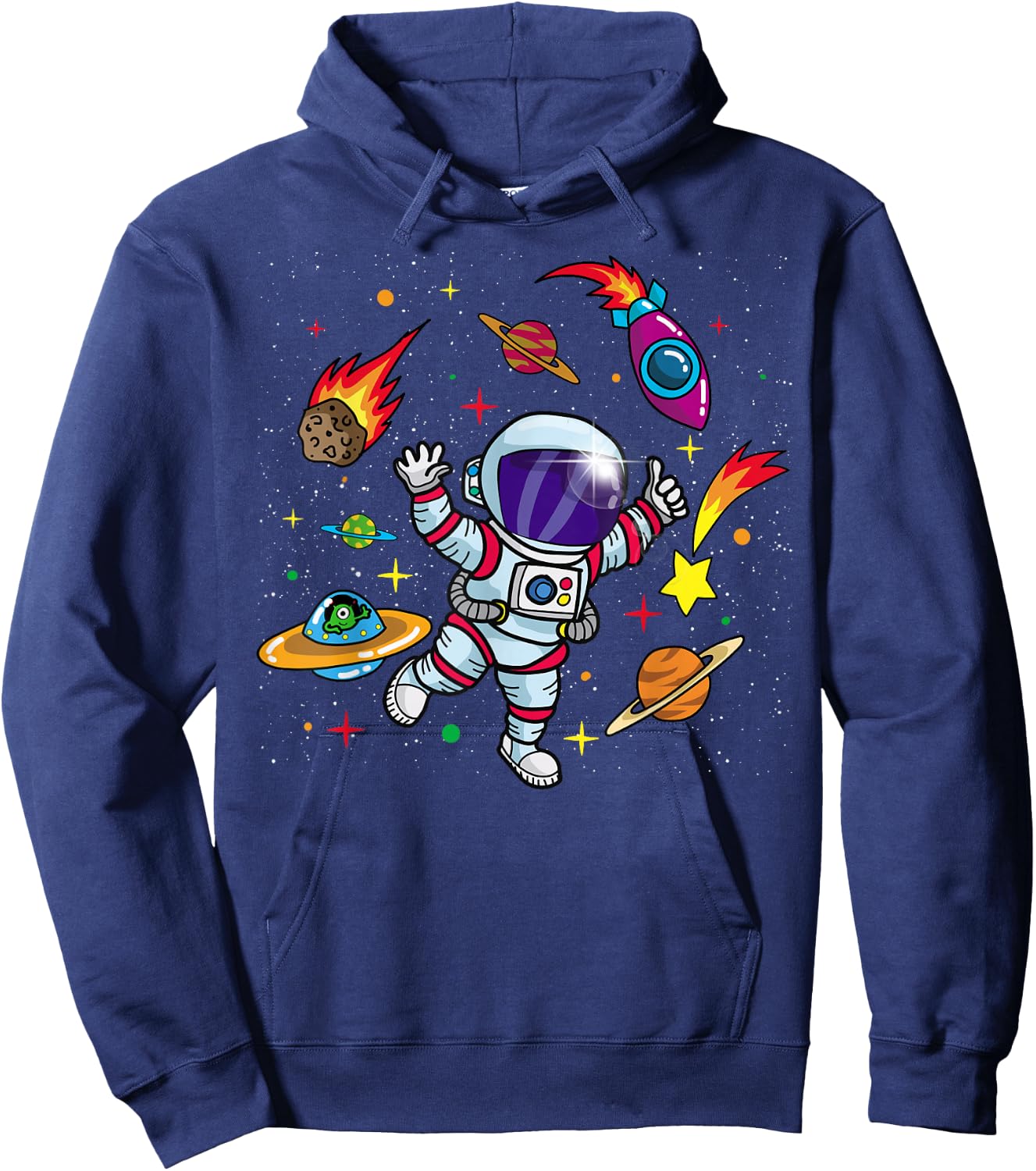 Outer Space Gift Sci Fi- Boys & Girls Astronaut Hoodie - Hoodie | Navy