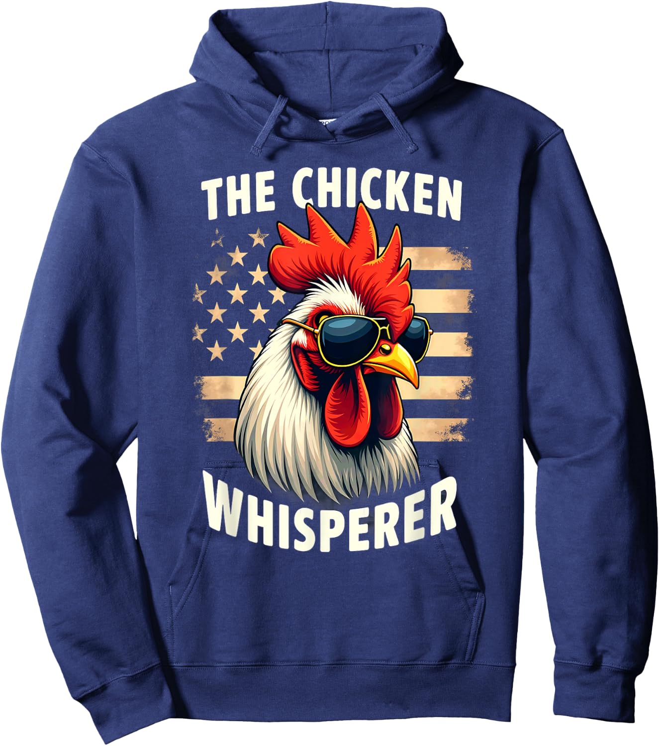 Farmer US Flag Chicken Whisperer Rooster Hoodie - Hoodie | Navy