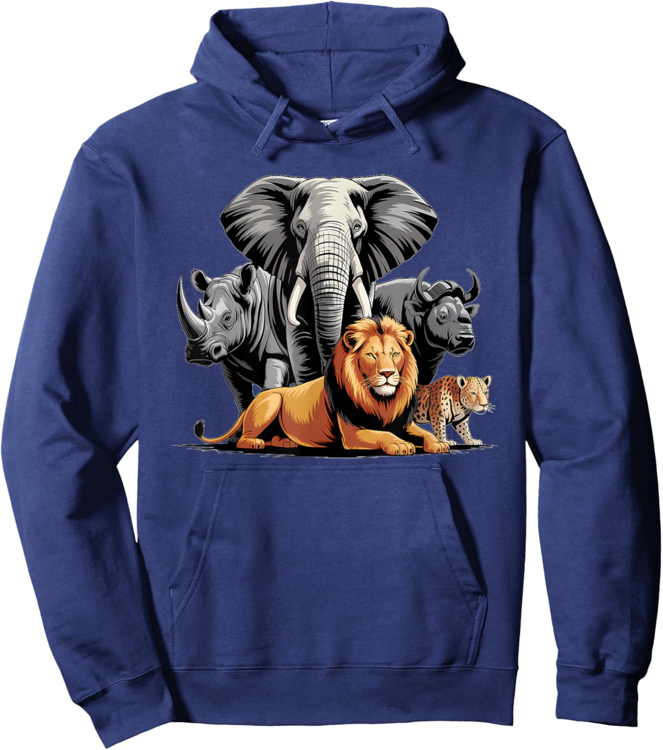 Big 5 Wildlife South Africa Safari Hoodie - Hoodie | Navy