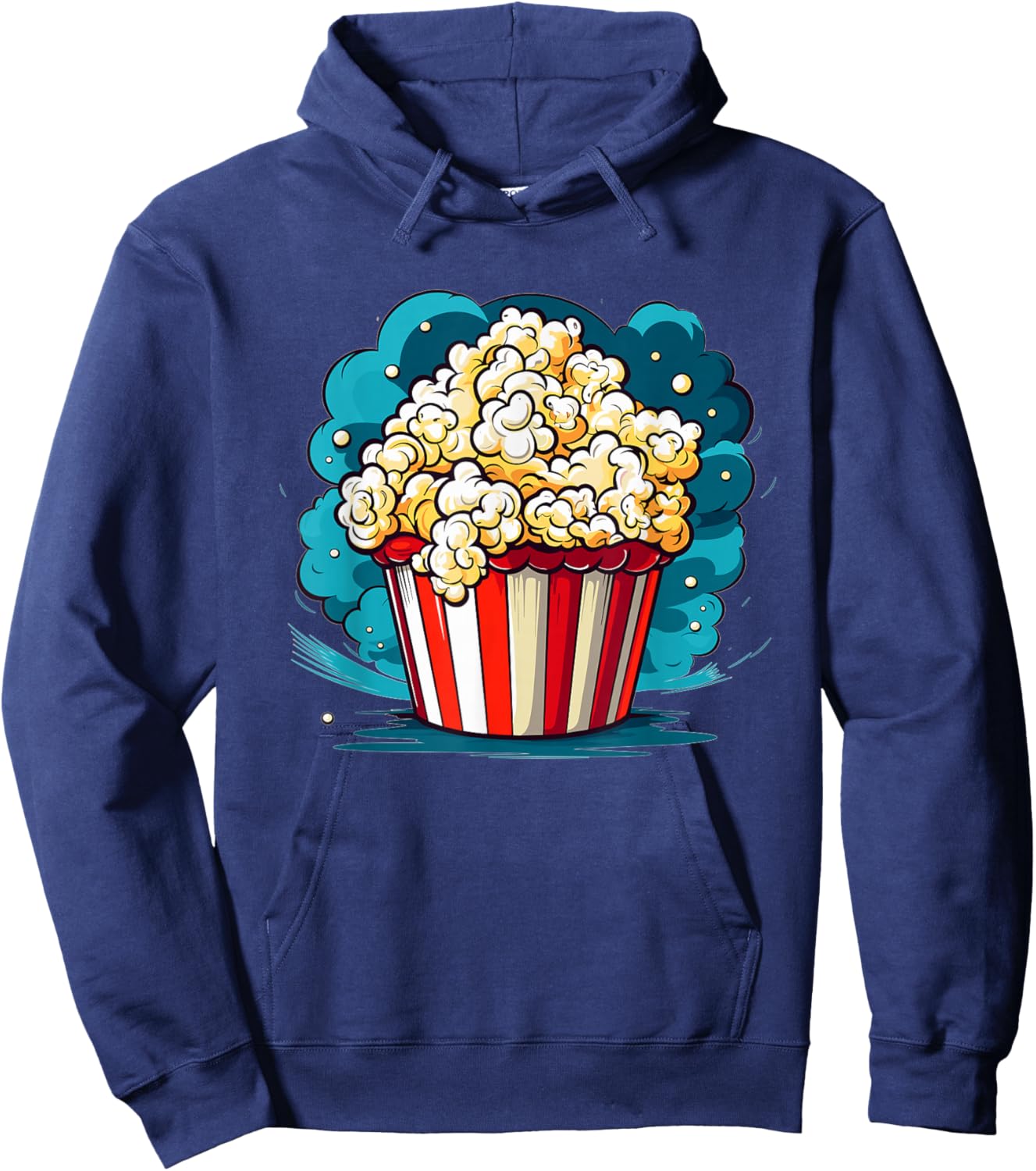 Popcorn Explosion Cartoon Movie Time Hoodie - Hoodie | Navy