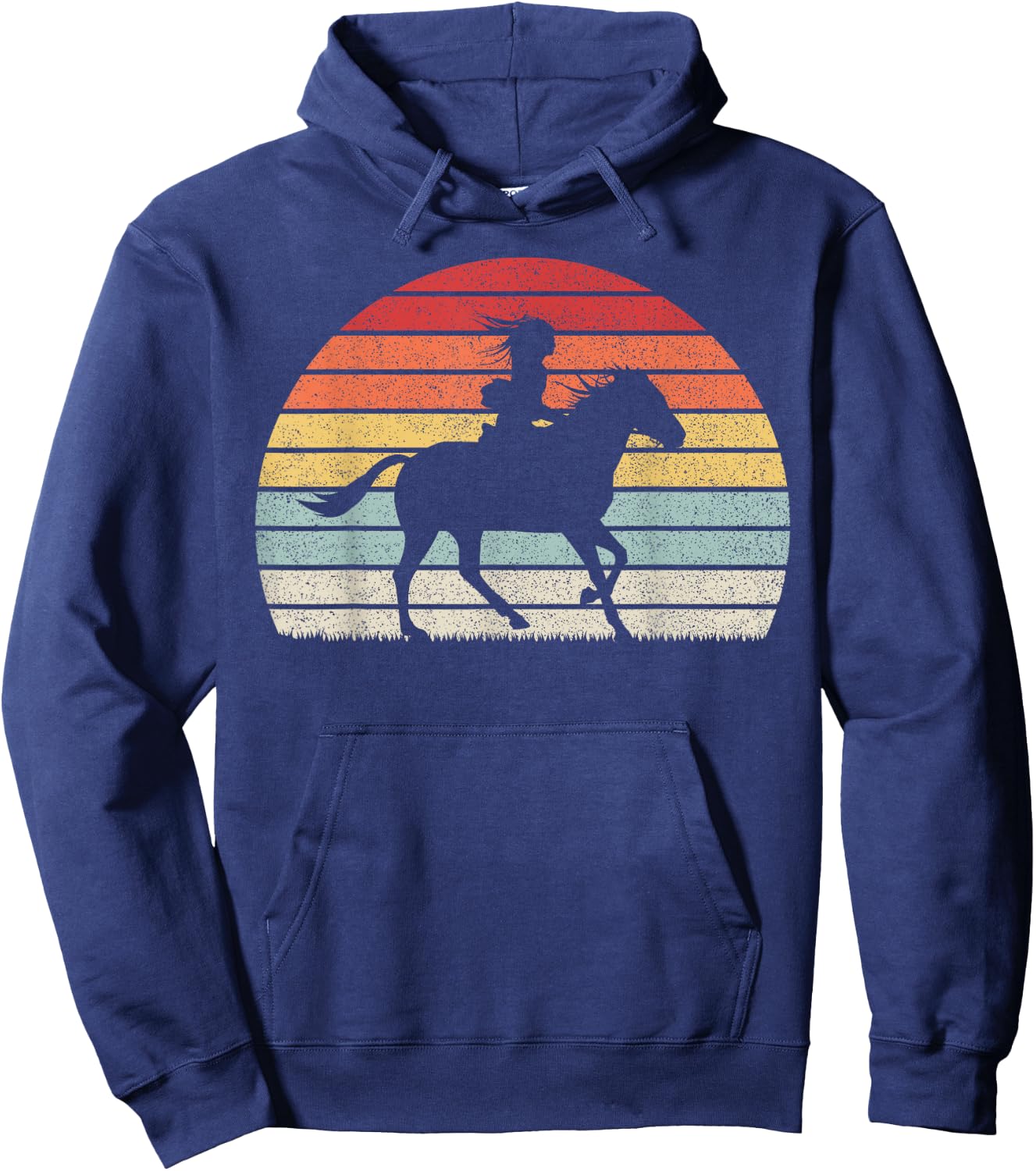 Retro Vintage Girl Horse Riding Hoodie - Hoodie | Navy
