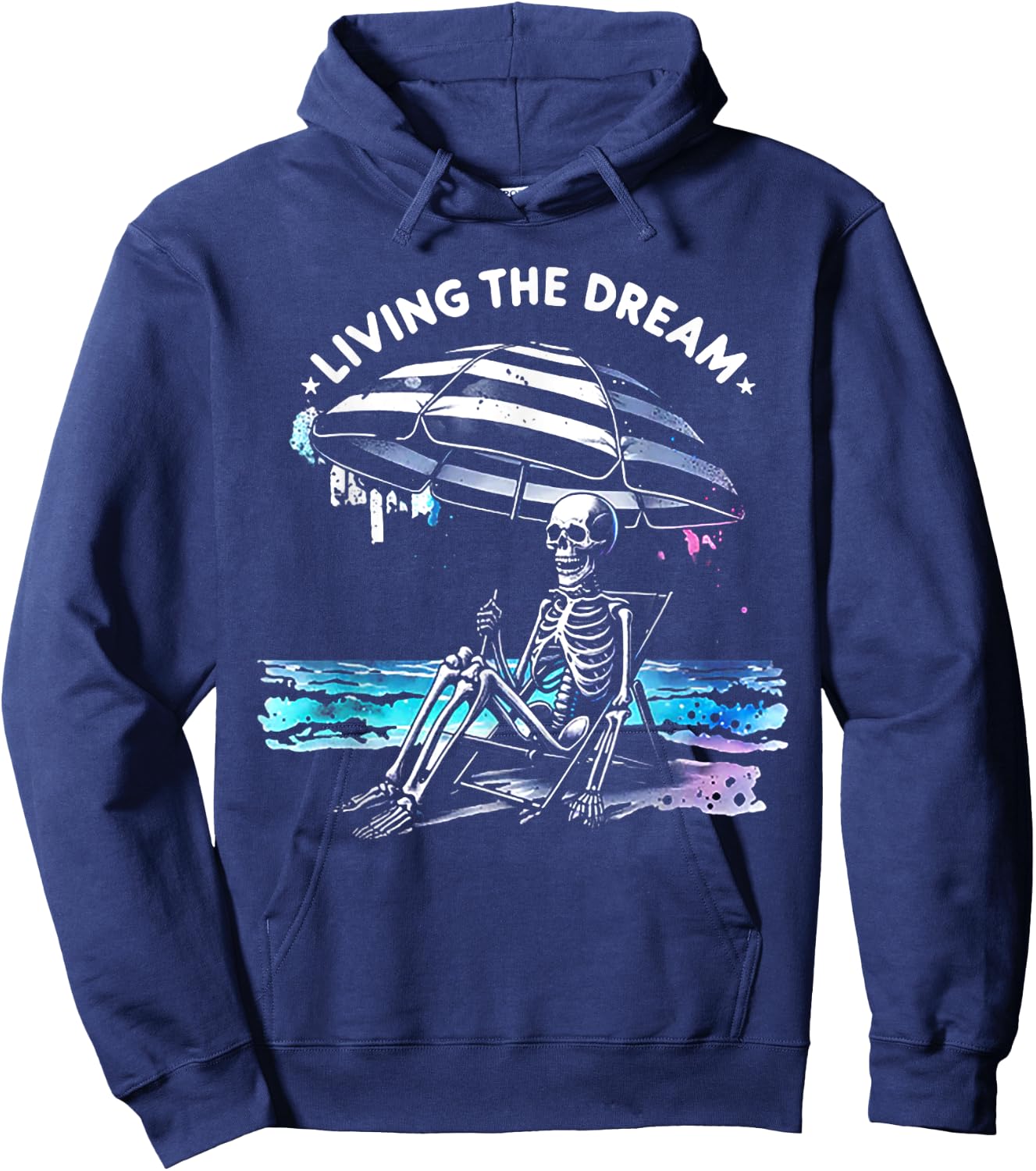 Skeleton Living The Dream Hoodie - Hoodie | Navy