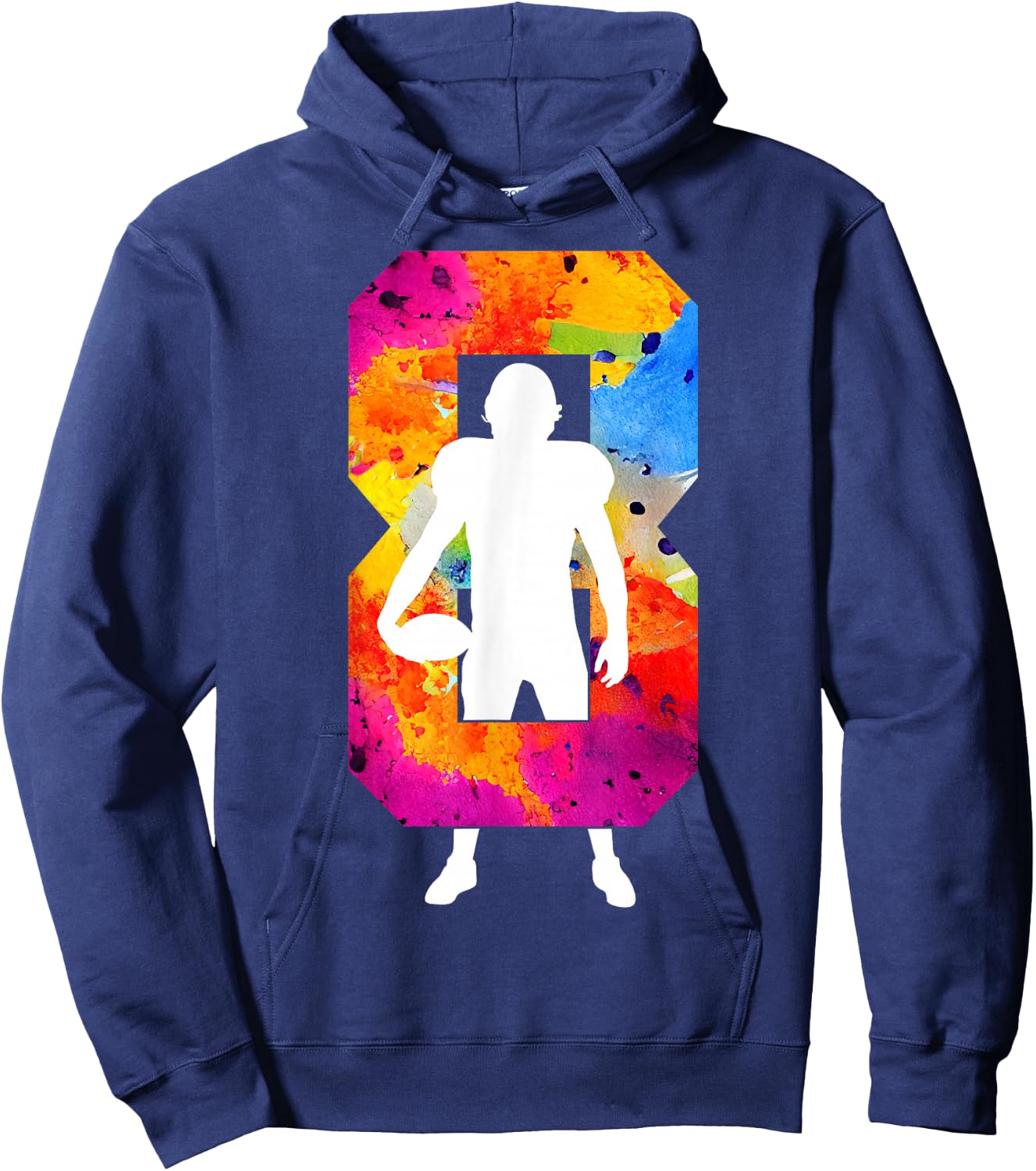 Number 8 Years Football 8th Birthday Hoodie - Hoodie | Navy