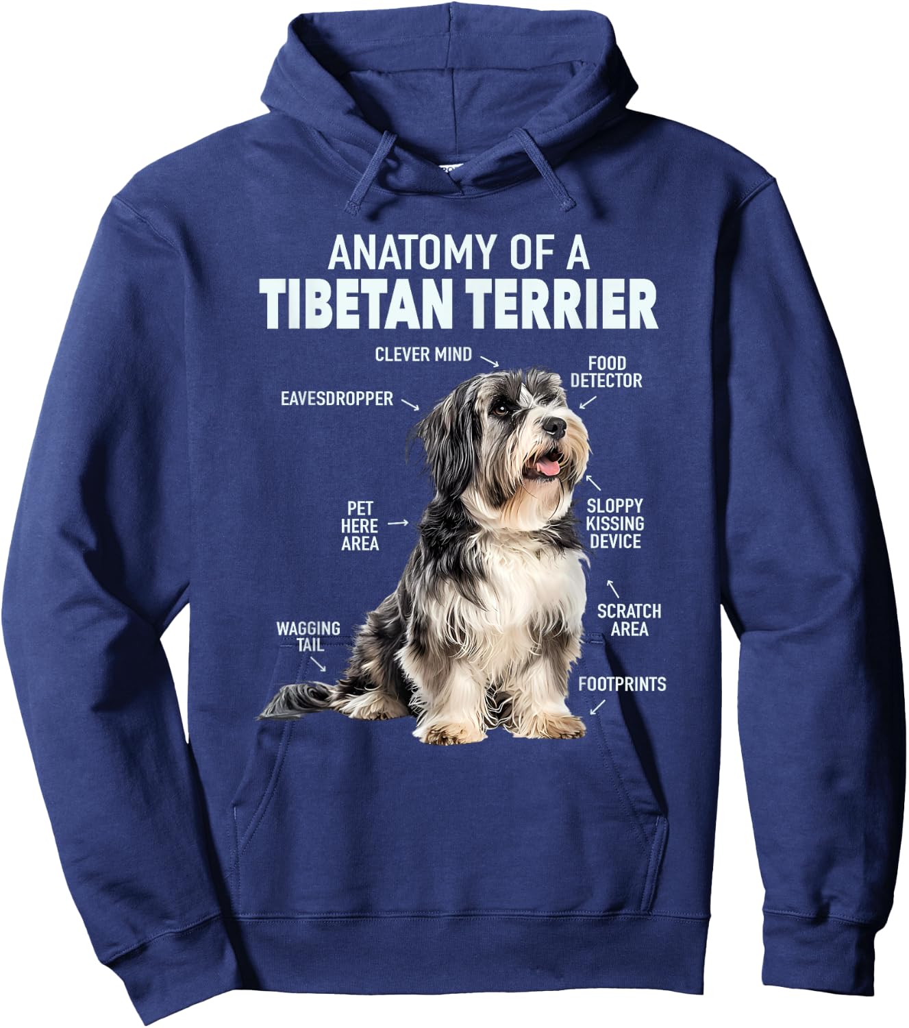 Anatomy Of A Tibetan Terrier Hoodie - Hoodie | Navy