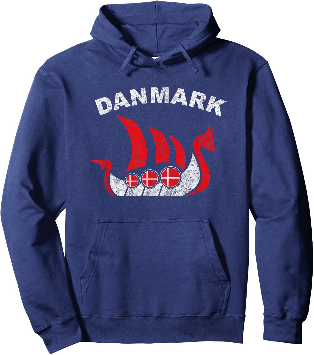 Danmark Viking Ship T Shirt Denmark Flag colors Hoodie - Hoodie | Navy