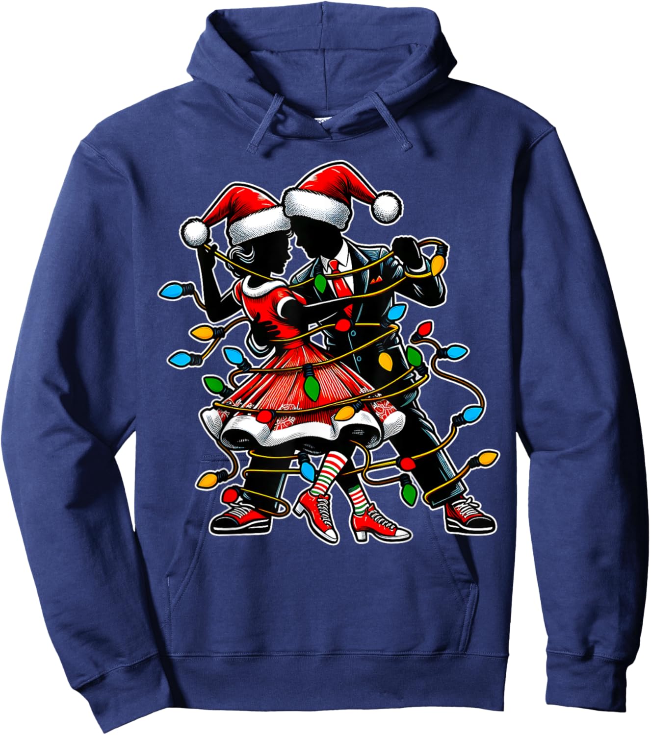 Sock Hop Dance 50s Christmas Hat Xmas Hoodie - Hoodie | Navy