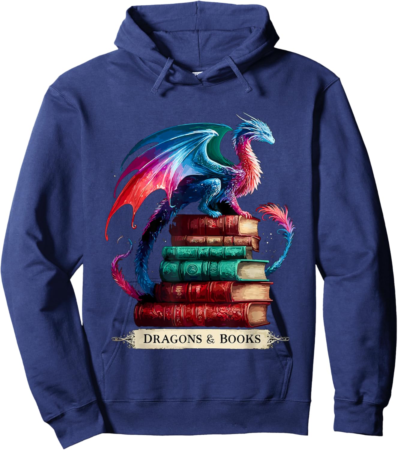 Dragons and Books Dragonworm Book lover Reading Hoodie - Hoodie | Navy
